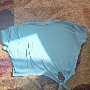 Teal Tie-Front Women's Top